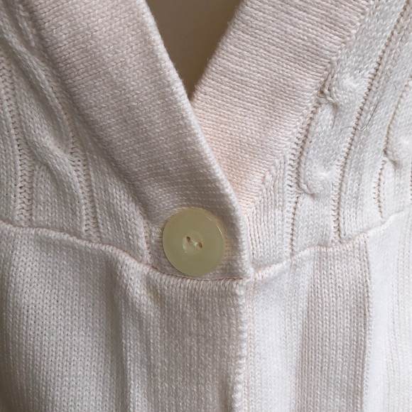 D&Co. Denim & Co. white cable knit cardigan/single button down sweater. - Picture 2 of 6